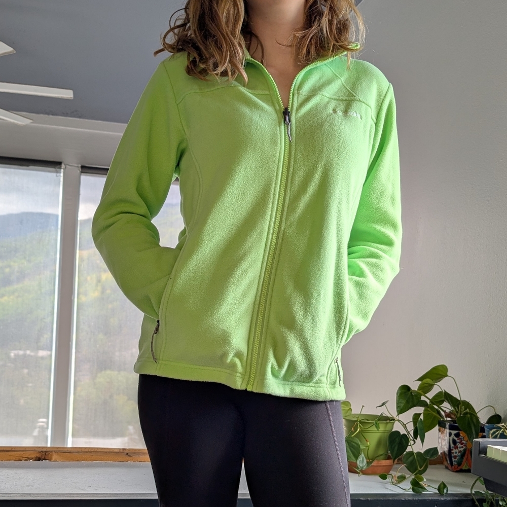 🎉SALE🎉 Lime Green Columbia Zip Up Fleece
